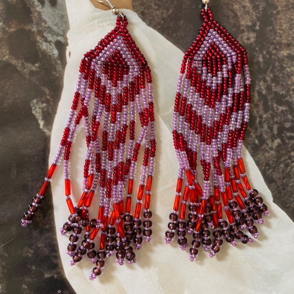 Violetta Handmade Extra Long Fringe Beaded Earrings